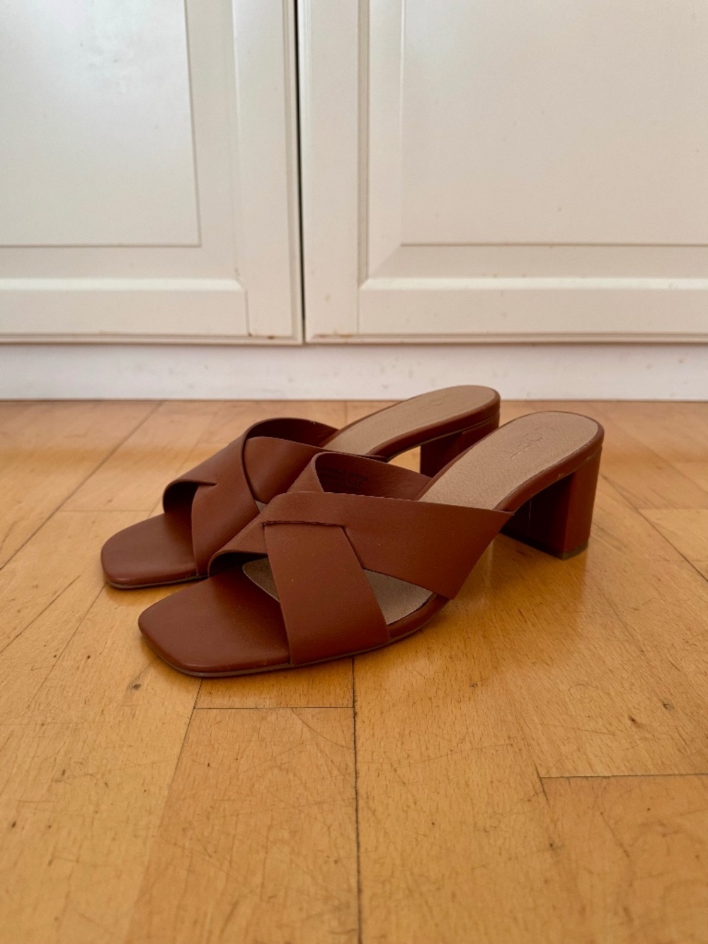 LOFT Criss Cross Mule Sandals Brown Leather 11M